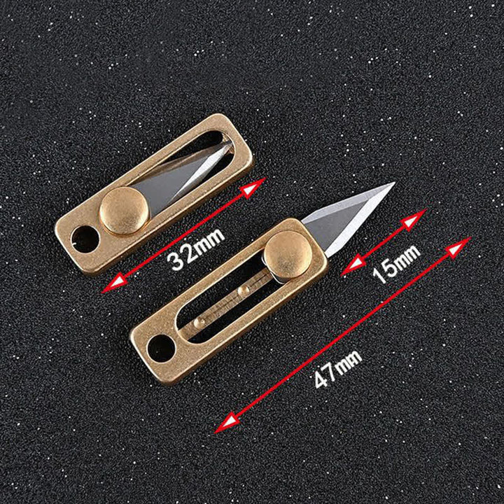 EDC Tool Brass Mini Push Blade Keychain - image 4
