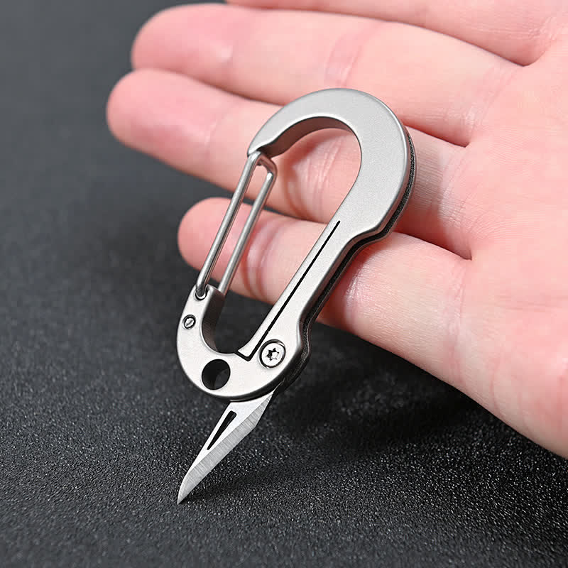 Folding Knife Pocket Cutter Carabiner Keychain - image 1