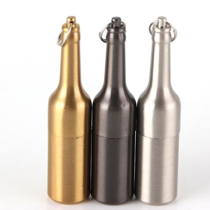 Mini Beer Bottle Shape Refillable Kerosene Lighter - Silver - image 5