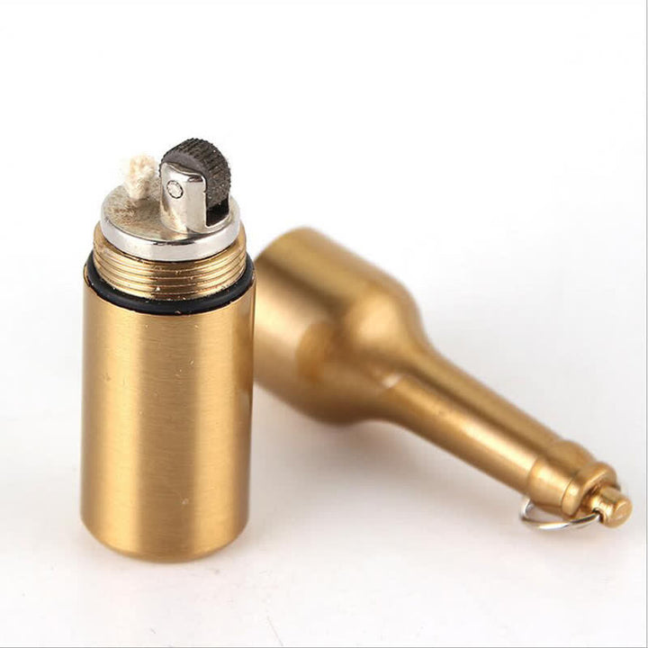 Mini Beer Bottle Shape Refillable Kerosene Lighter - Gold - image 2
