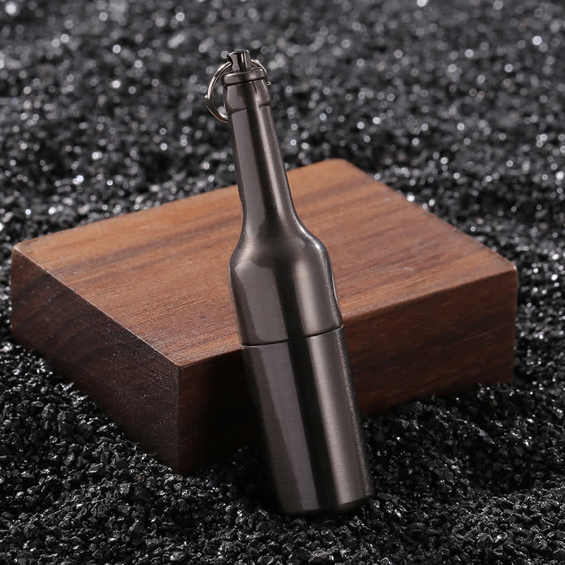 Mini Beer Bottle Shape Refillable Kerosene Lighter - Black - image 0