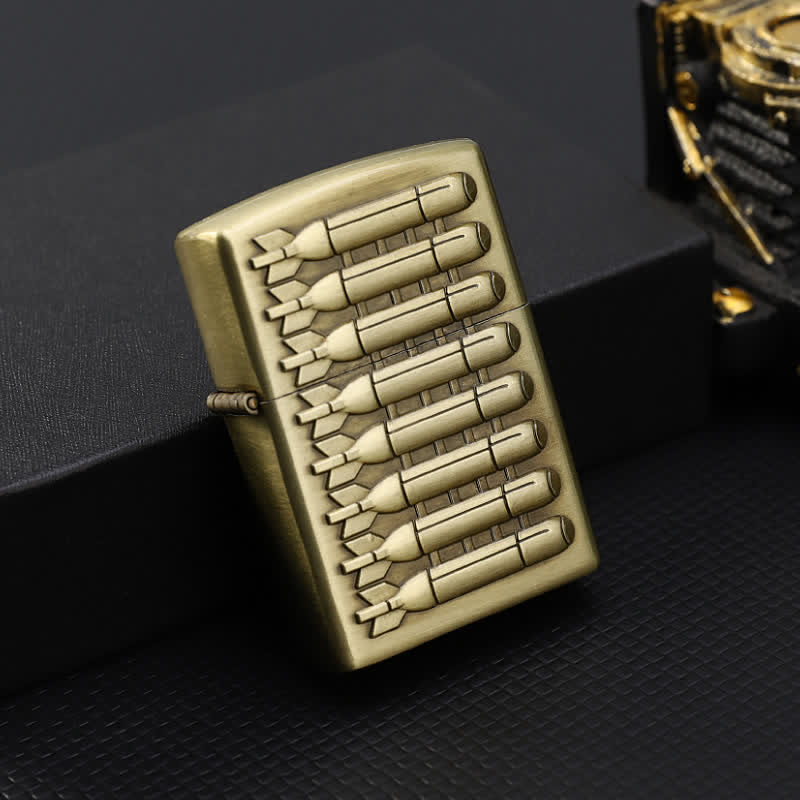 Bronze Bullets Pattern Refillable Kerosene Lighter - Bronze - image 0