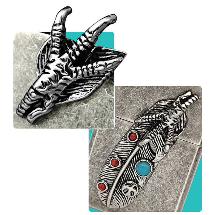 Eagle Claw Feather Faux Turquoise Refillable Kerosene Lighter - image 5