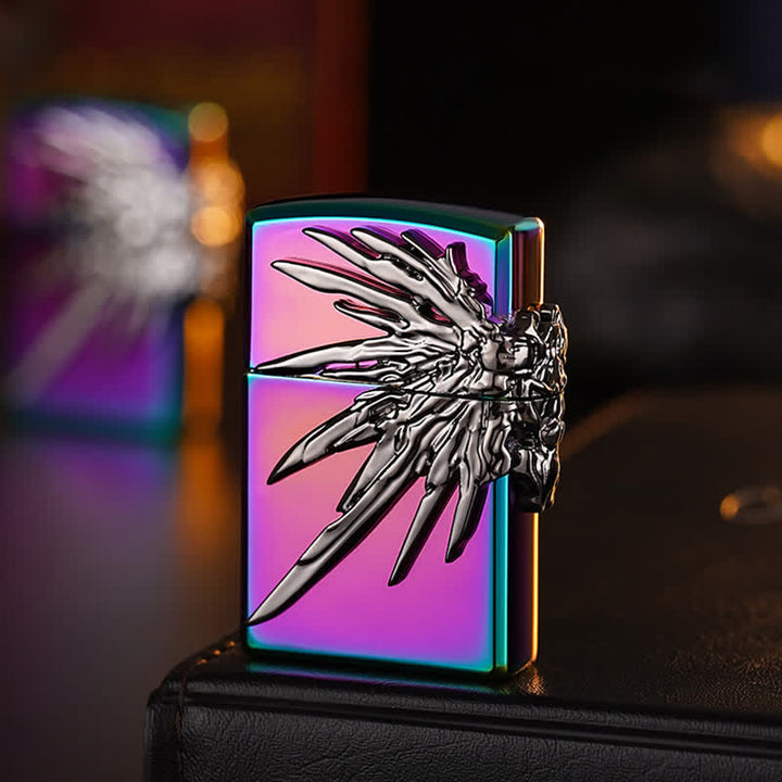 Three Sides 3D Wings Relief Refillable Butane Lighter - Colored & Gray - image 12