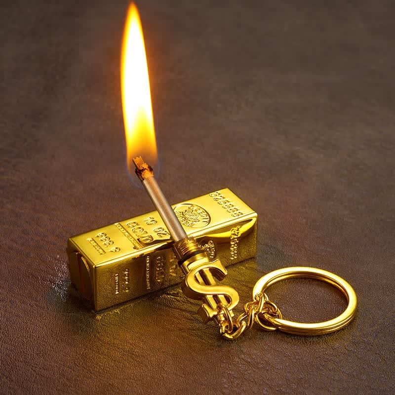 Gold Bar Dollar Matchstick Refillable Oil Lighter - Gold - image 0