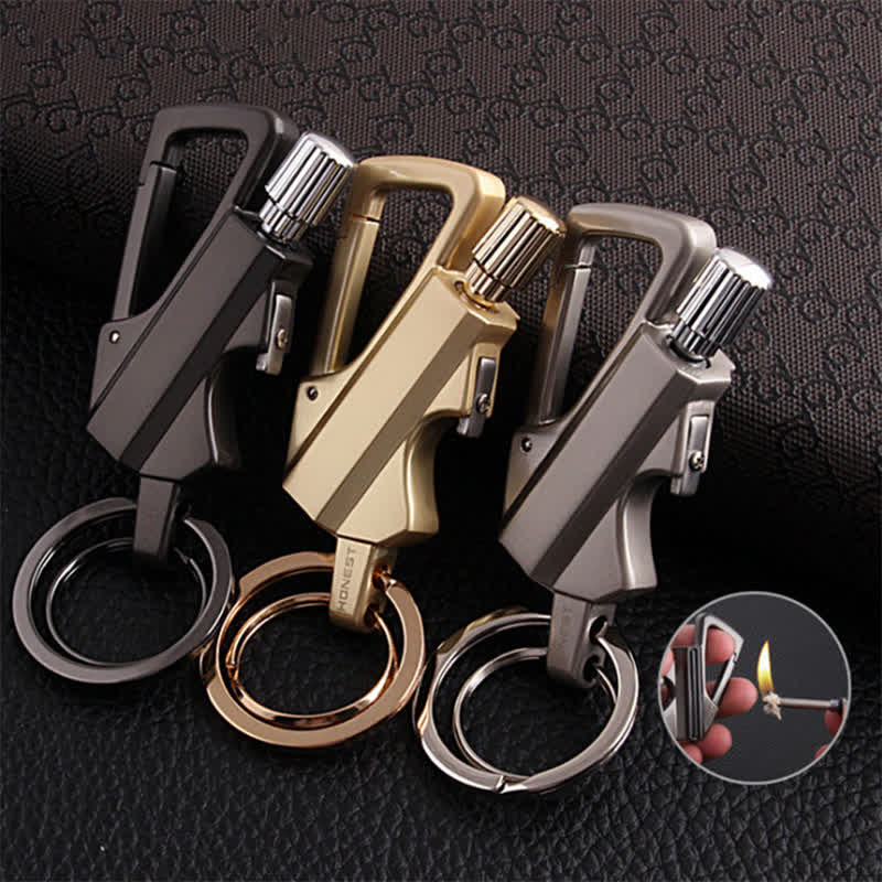 Portable Bottle Opener Keychain Matchstick Refillable Oil Lighter - image 0