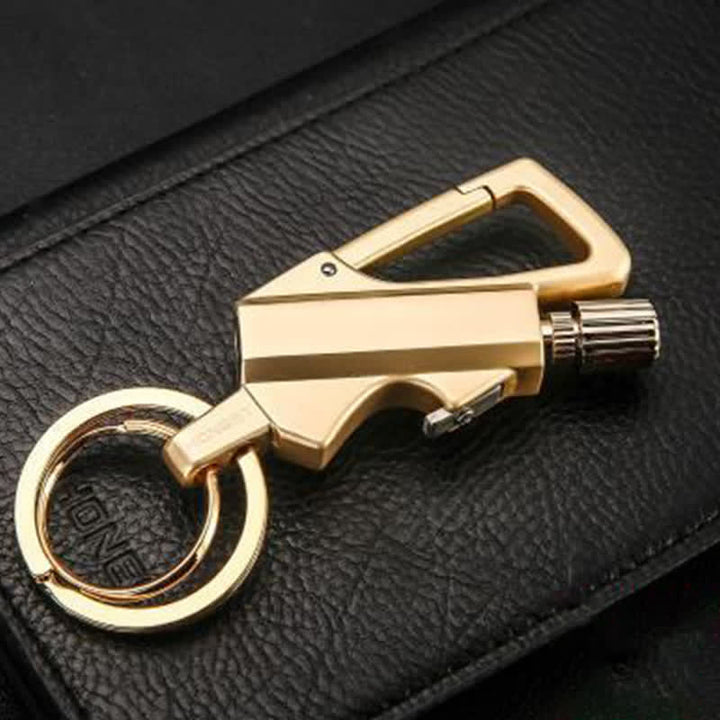 Portable Bottle Opener Keychain Matchstick Refillable Oil Lighter - Gold - image 9