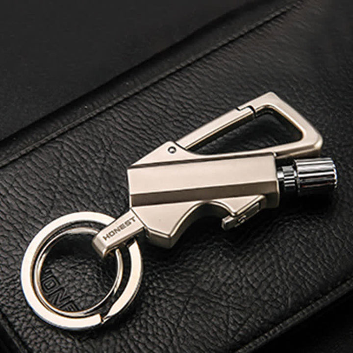 Portable Bottle Opener Keychain Matchstick Refillable Oil Lighter - Silver - image 8