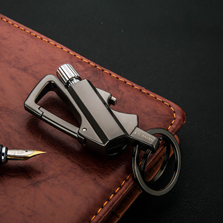 Portable Bottle Opener Keychain Matchstick Refillable Oil Lighter - Black - image 1