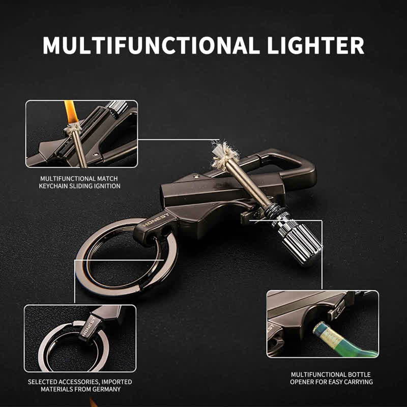 Portable Bottle Opener Keychain Matchstick Refillable Oil Lighter - image 4