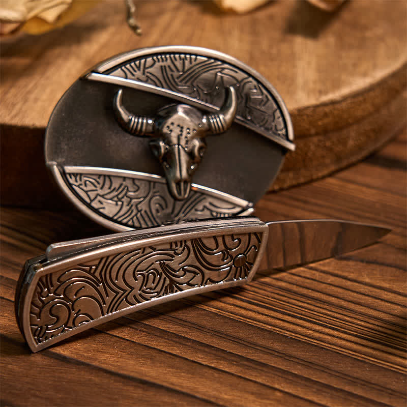 Longhorn Bull DIY Hidden Knife Belt Buckle Pendant Ring Bundle Set - image 4