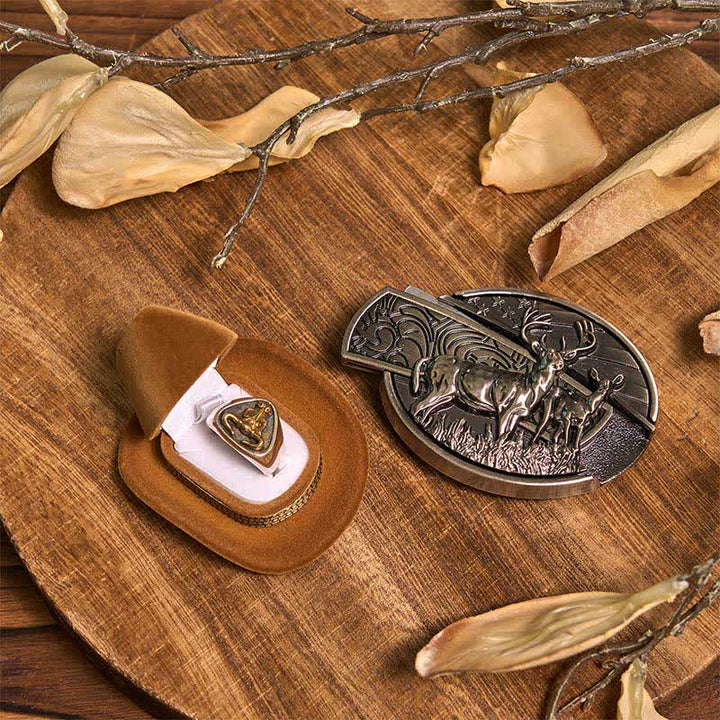 Deer DIY Hidden Knife Belt Buckle Longhorn Pendant Bull Ring Bundle Set  - image 2