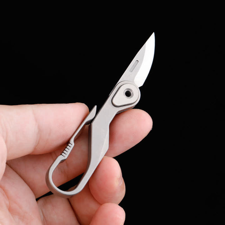 Titanium Mini Folding Knife Box Cutter Keychain - Light Gray - image 1