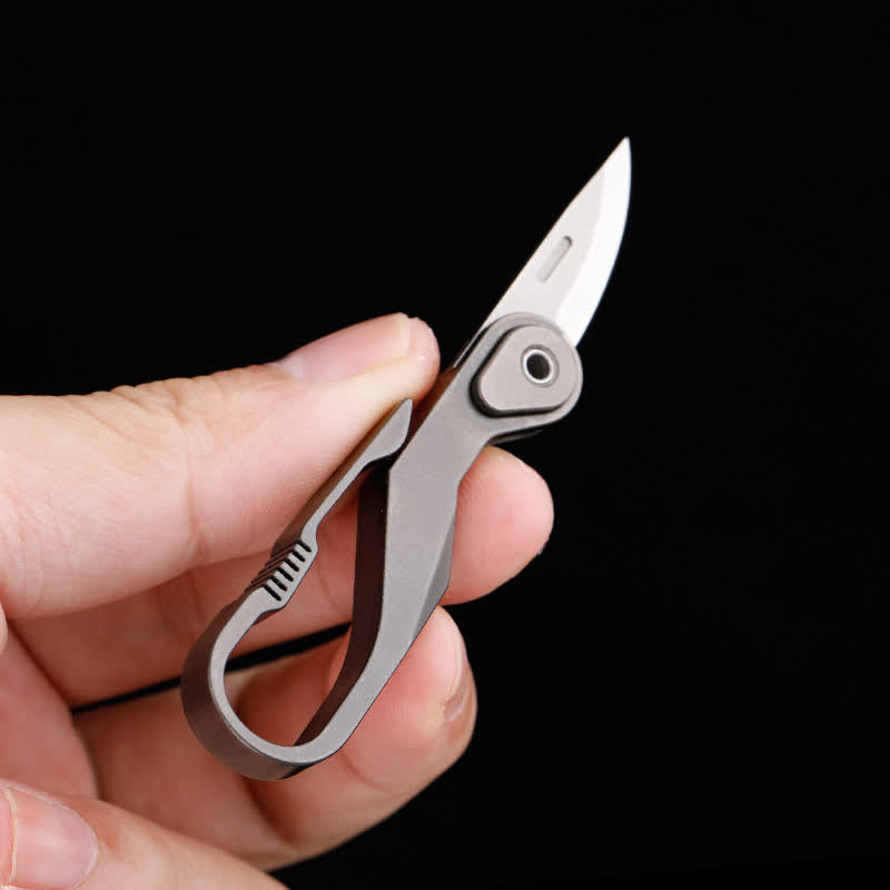 Titanium Mini Folding Knife Box Cutter Keychain - Gray - image 8