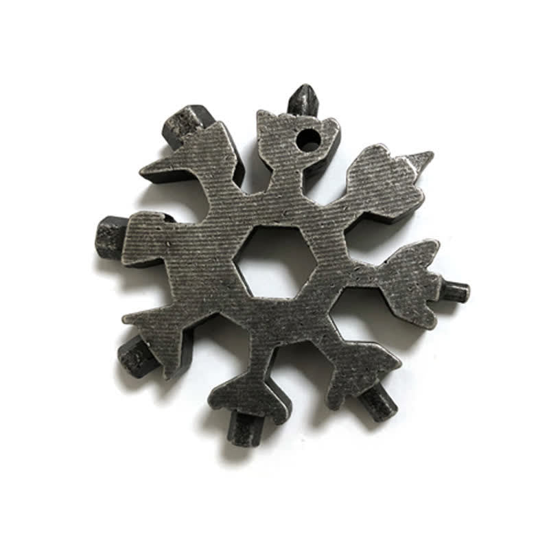 Multi-Tool 18-in-1 Snowflake Shape Spanner Keychain - Stone Washing - image 11