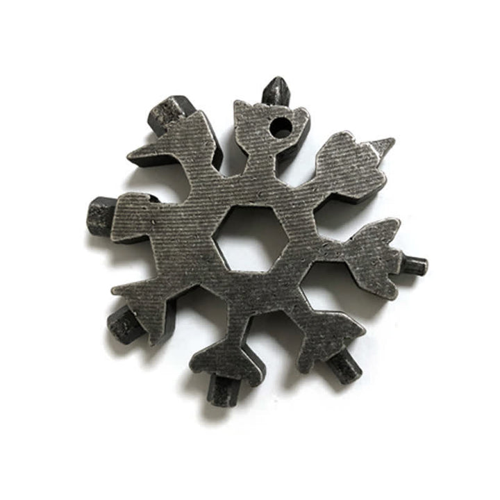 Multi-Tool 18-in-1 Snowflake Shape Spanner Keychain - Stone Washing - image 11