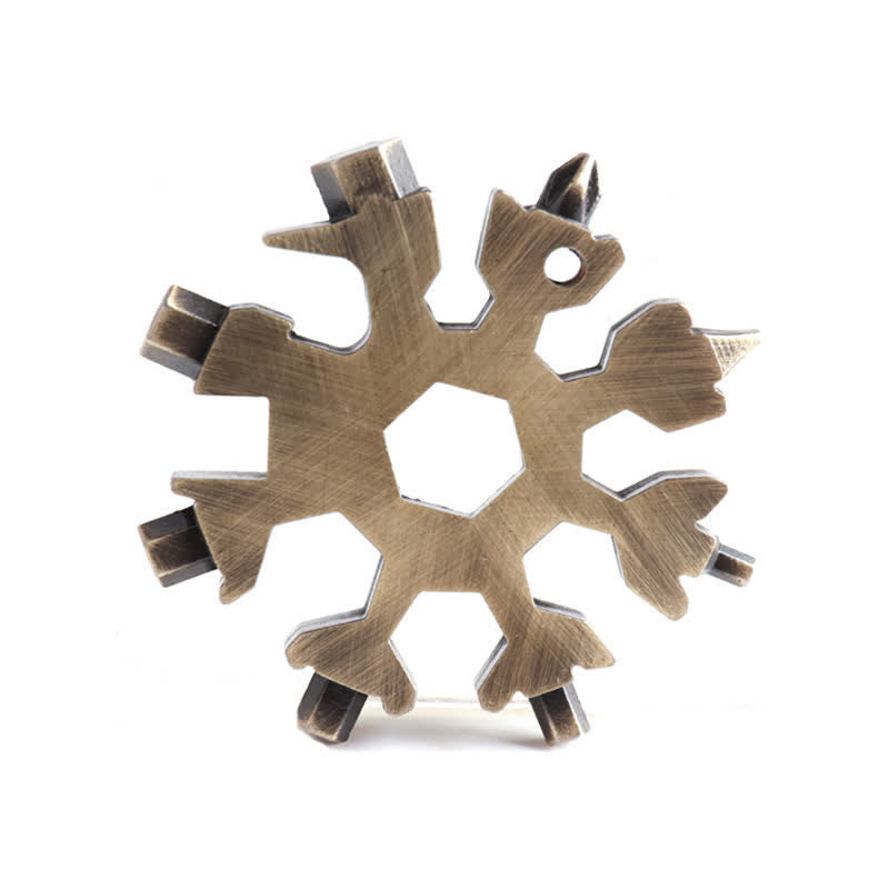 Multi-Tool 18-in-1 Snowflake Shape Spanner Keychain - Bronze - image 9