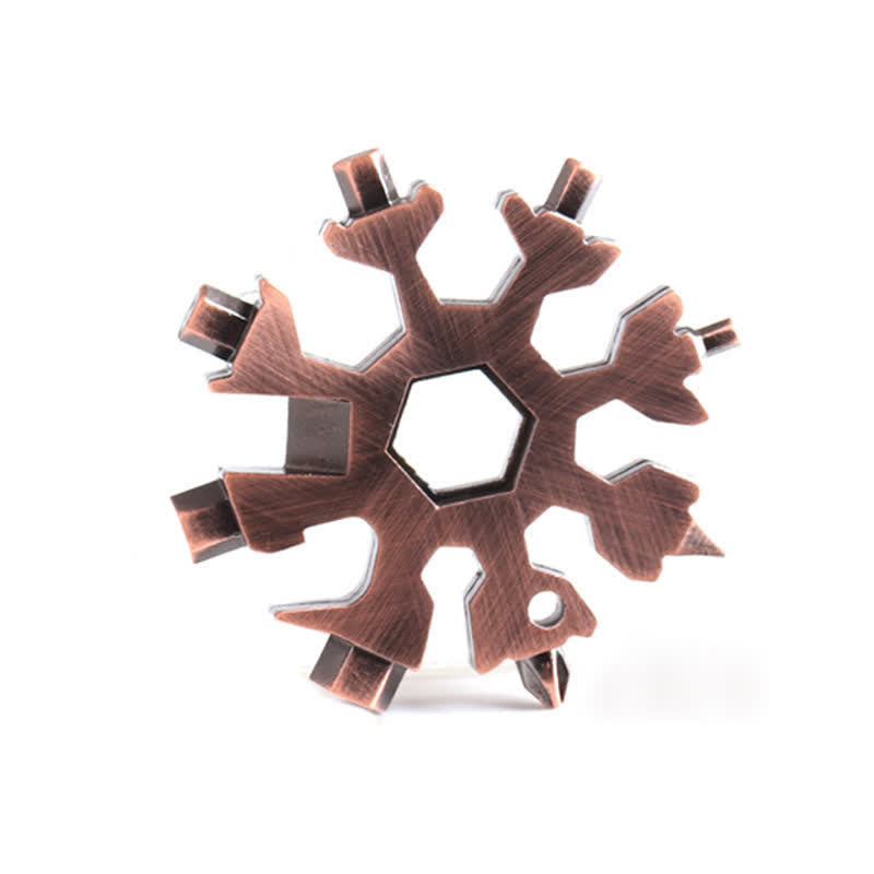 Multi-Tool 18-in-1 Snowflake Shape Spanner Keychain - Red Bronze - image 10