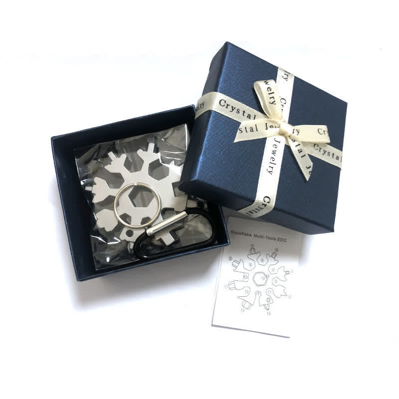 Multi-Tool 18-in-1 Snowflake Shape Spanner Keychain - Silver - image 0