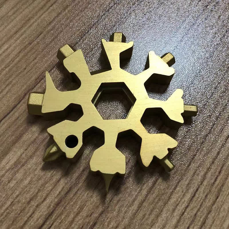 Multi-Tool 18-in-1 Snowflake Shape Spanner Keychain - Gold - image 6