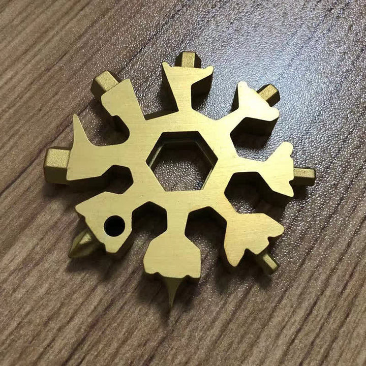 Multi-Tool 18-in-1 Snowflake Shape Spanner Keychain - Gold - image 6
