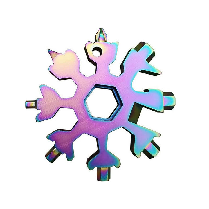 Multi-Tool 18-in-1 Snowflake Shape Spanner Keychain - Colored - image 7