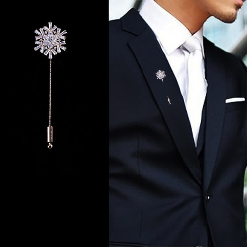 Sparkling Artificial Crystal Snowflake Flower Brooch - image 1