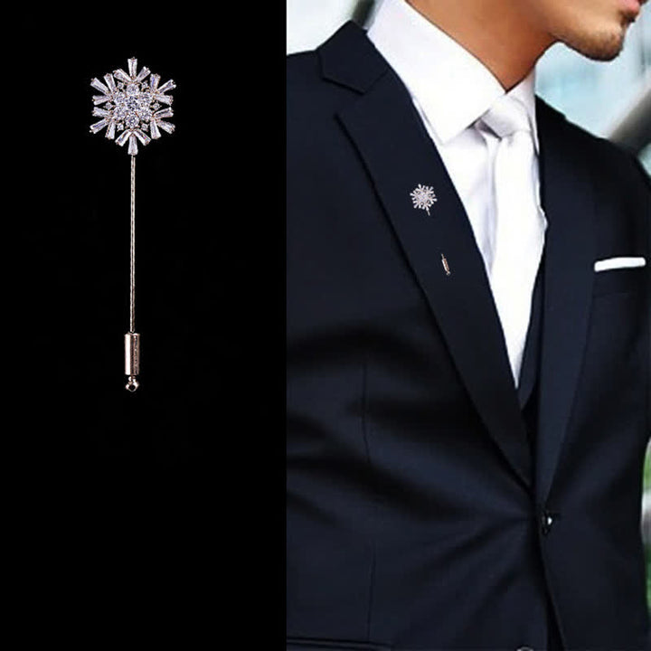 Sparkling Artificial Crystal Snowflake Flower Brooch - image 1