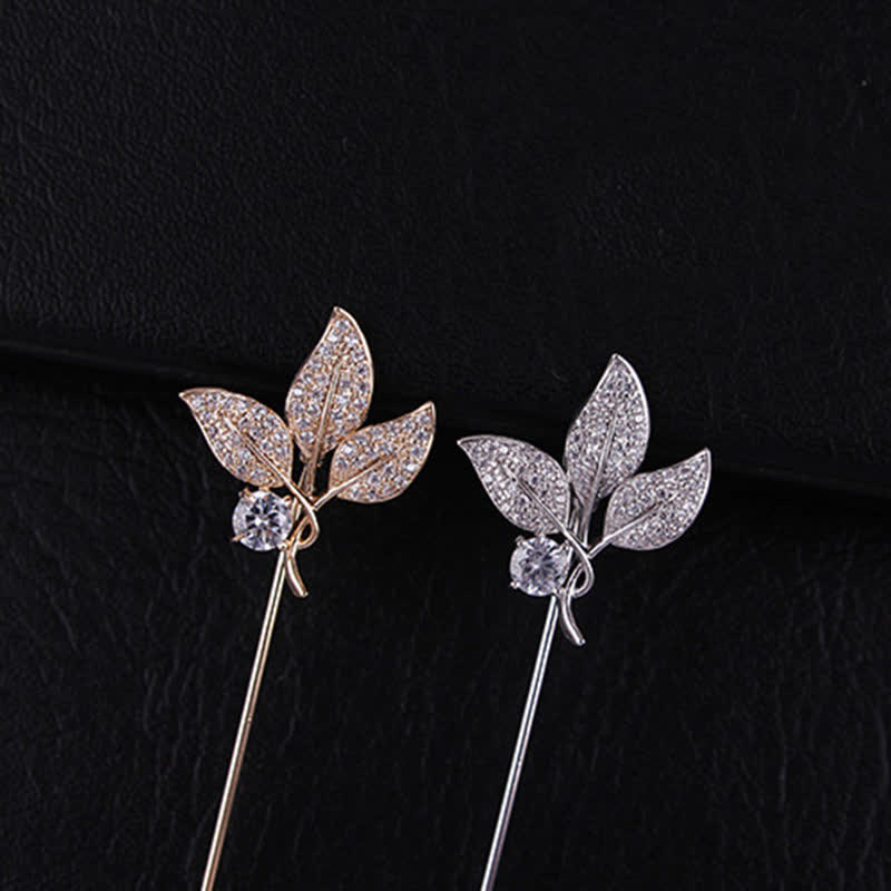 Sparkling Artificial Crystal Three Leaves Brooch - image 4