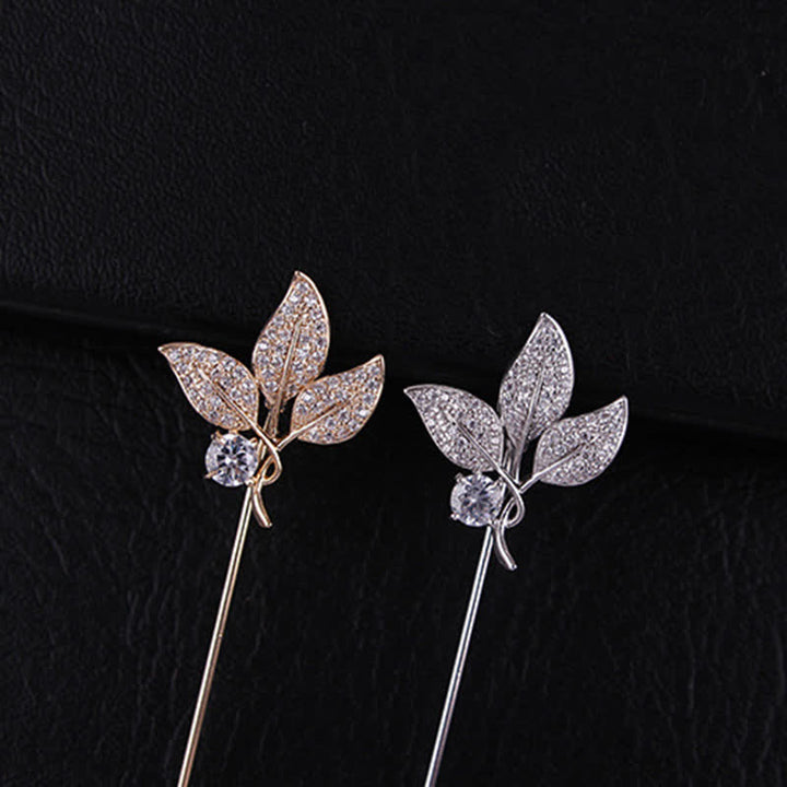 Sparkling Artificial Crystal Three Leaves Brooch - image 4
