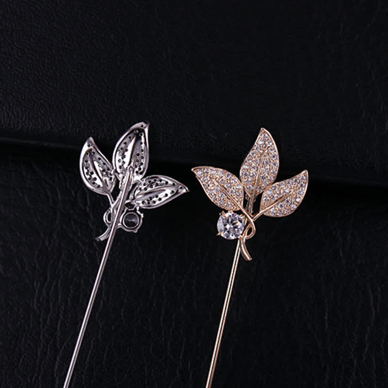 Sparkling Artificial Crystal Three Leaves Brooch - image 5