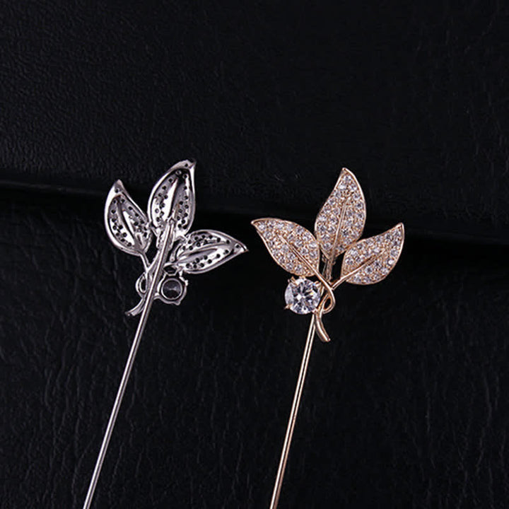 Sparkling Artificial Crystal Three Leaves Brooch - image 5