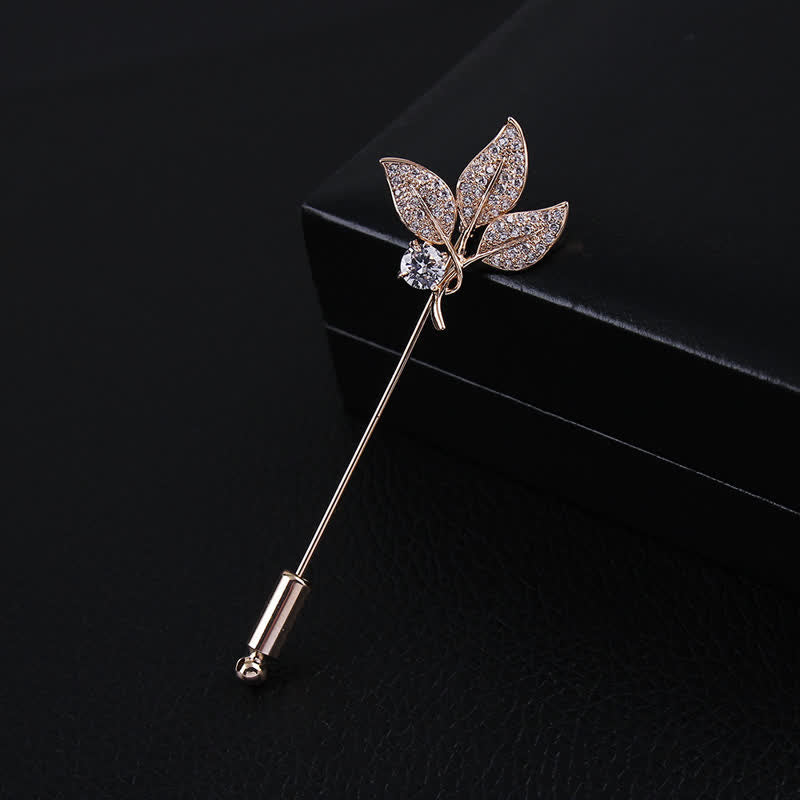 Sparkling Artificial Crystal Three Leaves Brooch - image 2