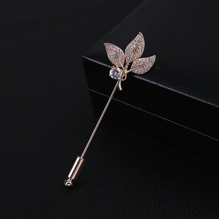 Sparkling Artificial Crystal Three Leaves Brooch - image 2