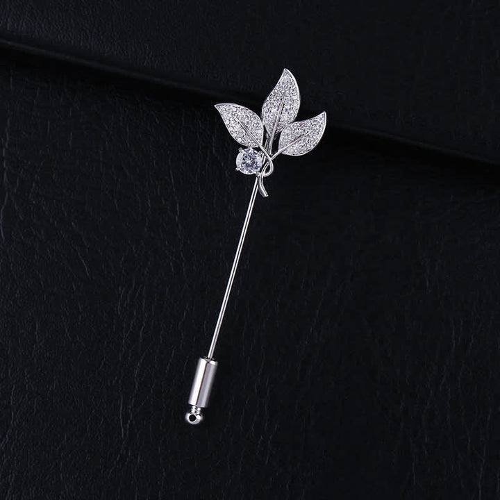 Sparkling Artificial Crystal Three Leaves Brooch - Silver - image 3