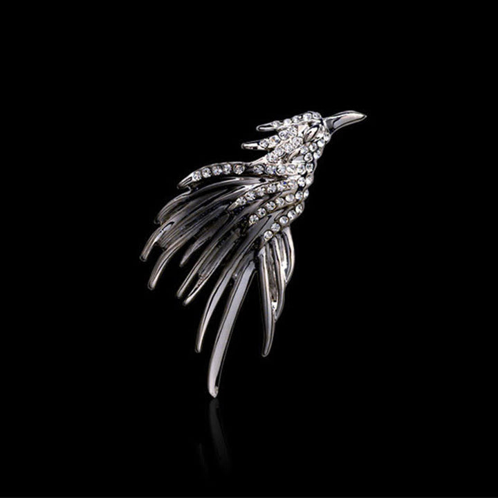 Men's Exquisite Eagle Spreading Wings Rhinestone Brooch - Silver - image 0