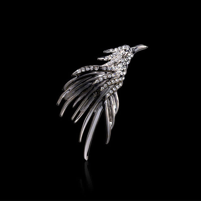 Men's Exquisite Eagle Spreading Wings Rhinestone Brooch - Silver - image 0