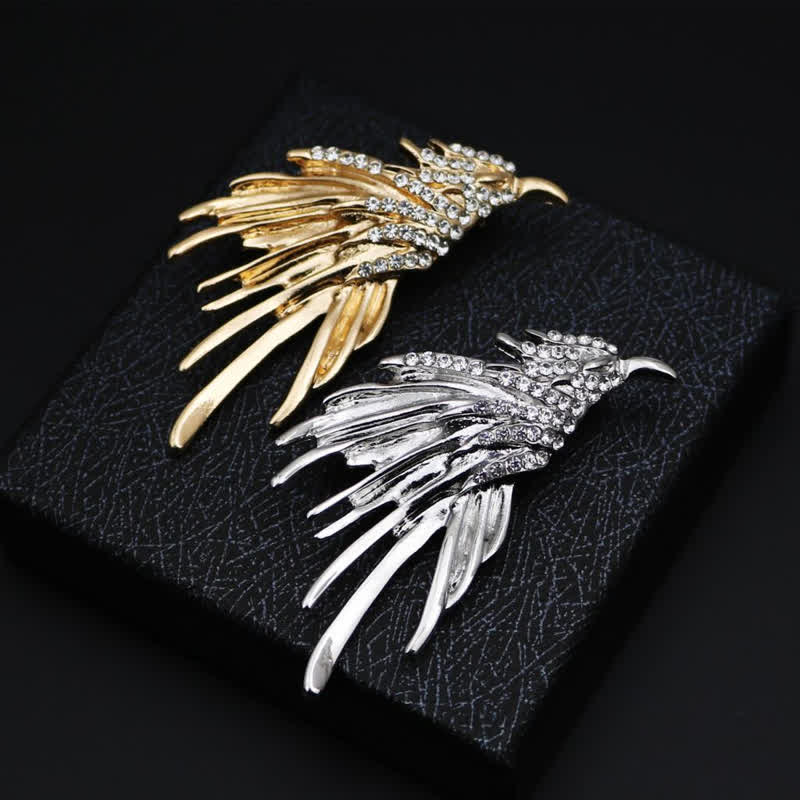 Men's Exquisite Eagle Spreading Wings Rhinestone Brooch - image 3