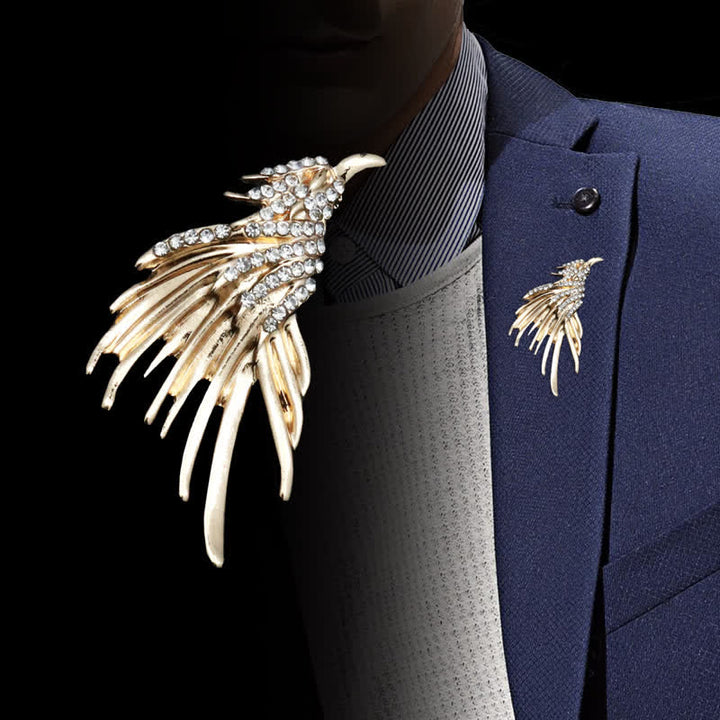 Men's Exquisite Eagle Spreading Wings Rhinestone Brooch - image 1