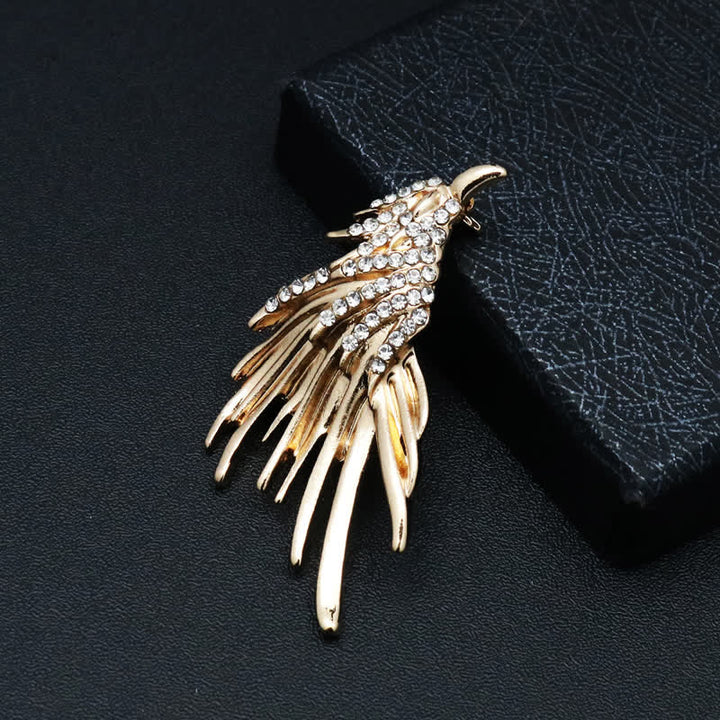 Men's Exquisite Eagle Spreading Wings Rhinestone Brooch - Gold - image 2