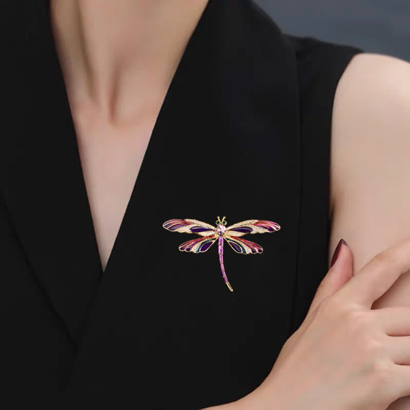 Women's Vintage Luxury Enamel Colored Dragonfly Brooch - image 1