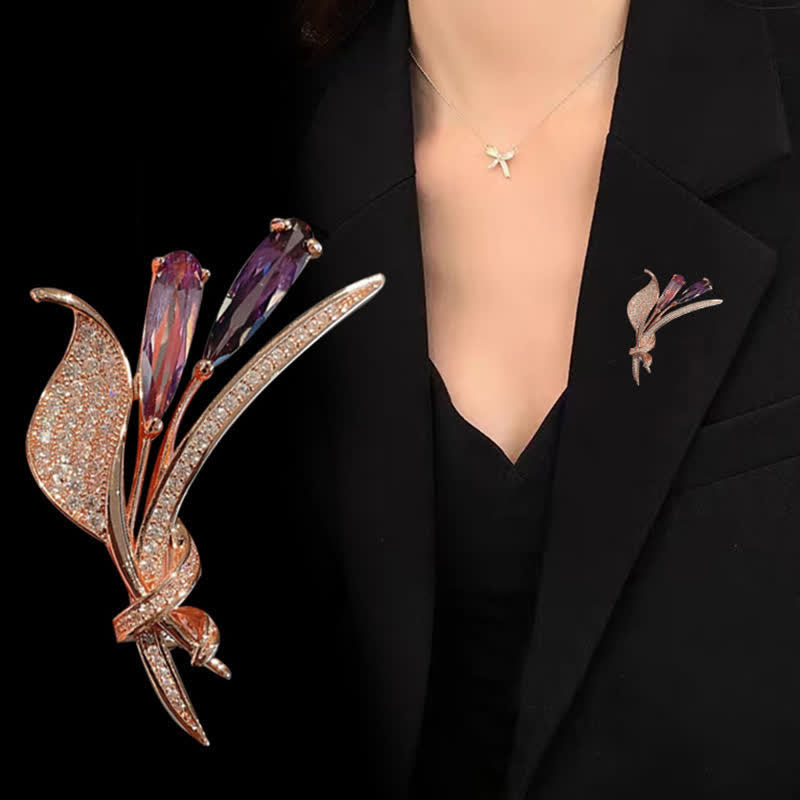 Women's Purple Lily Delicate Flower Brooch - Purple - image 0