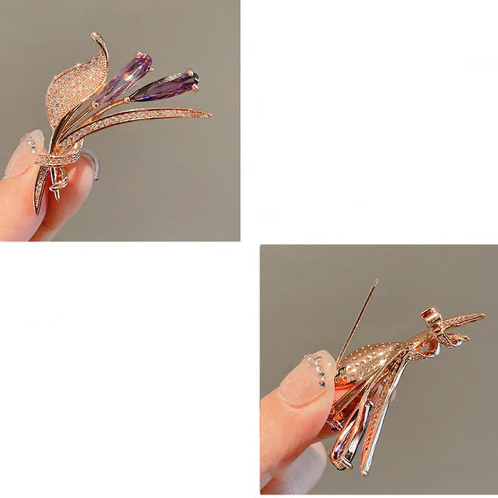 Women's Purple Lily Delicate Flower Brooch - image 3