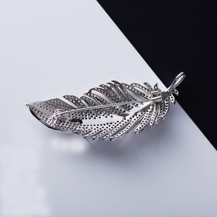 Women's Minimalist Silver Zircon Feather Brooch - image 3