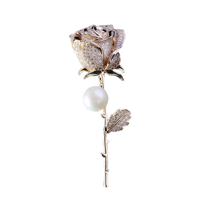 Women's Elegant Rose Flower Imitation Pearl Brooch - image 6