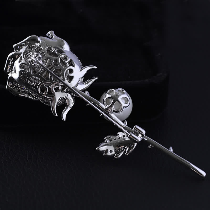 Women's Elegant Rose Flower Imitation Pearl Brooch - image 3