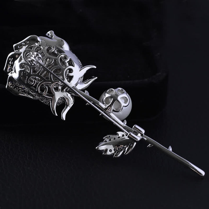 Women's Elegant Rose Flower Imitation Pearl Brooch - image 3