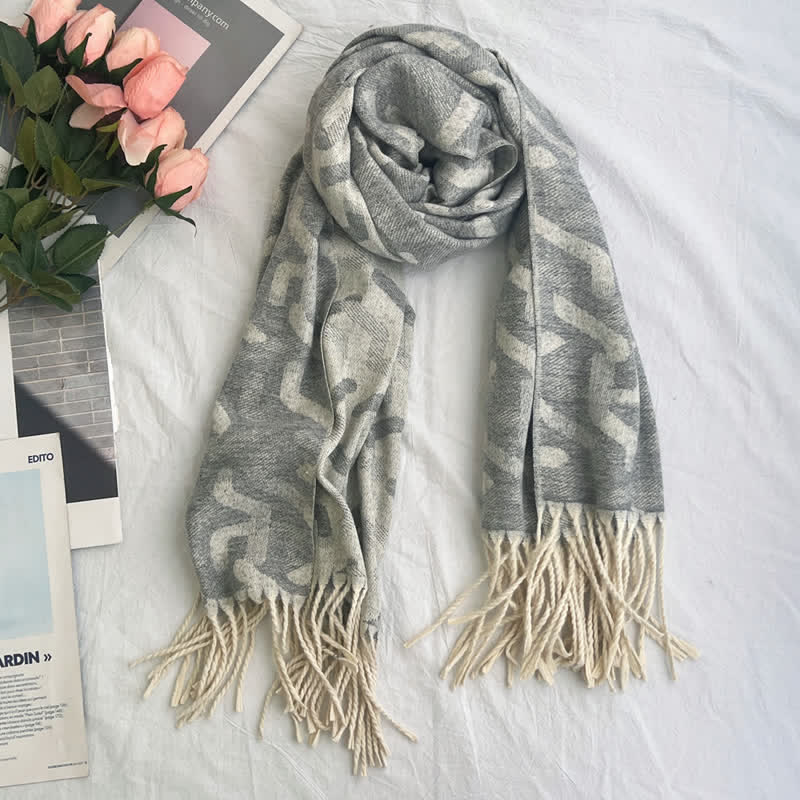 Unisex Geometric Abstract Rustic Pattern Jacquard Scarf - Style #18 - image 23