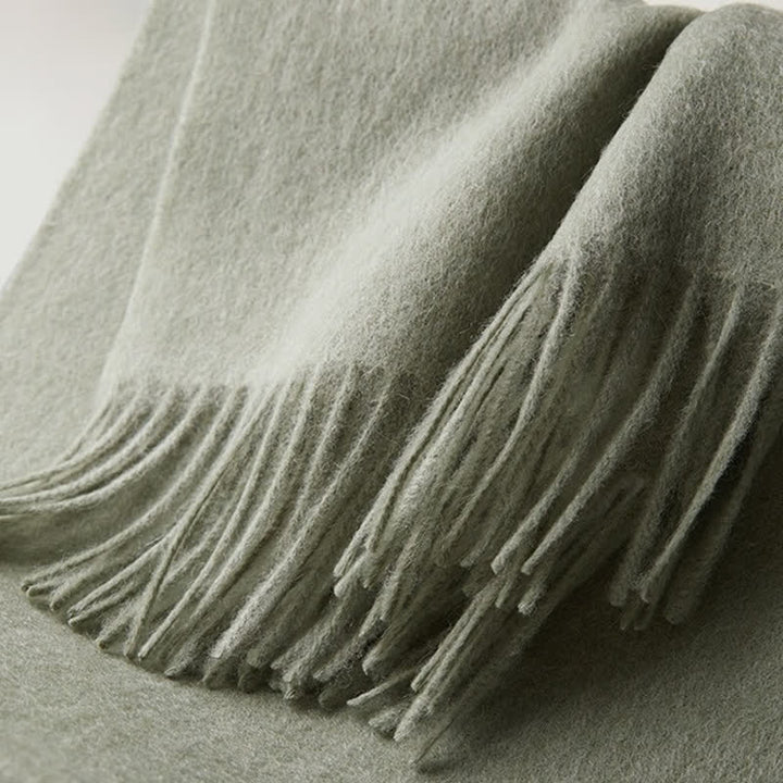 Unisex Simple Solid Color Pure Wool Fringed Scarf - image 6