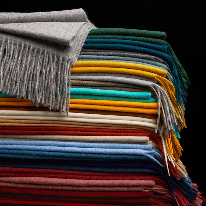 Unisex Simple Solid Color Pure Wool Fringed Scarf - image 4